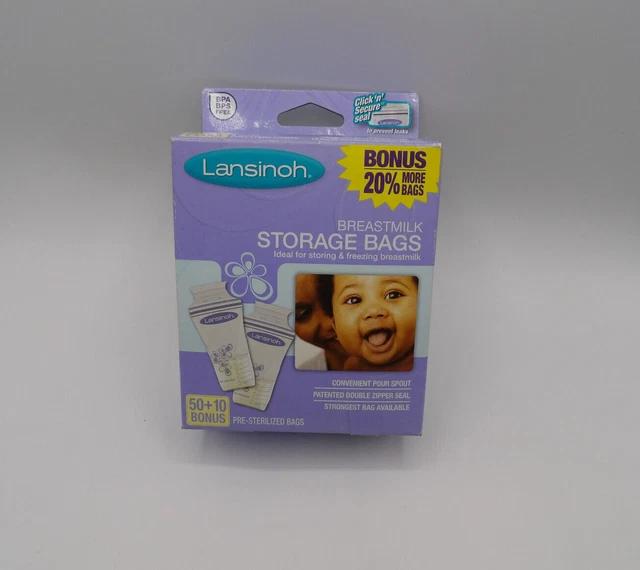 Lansinoh breastmilk storage bags 50 bags + 10 bonus - BPA free - Pre Sterilized
