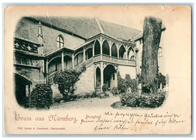 c1905 Burghof Greetings from Nuremberg Germany Posted Antique Postcard
