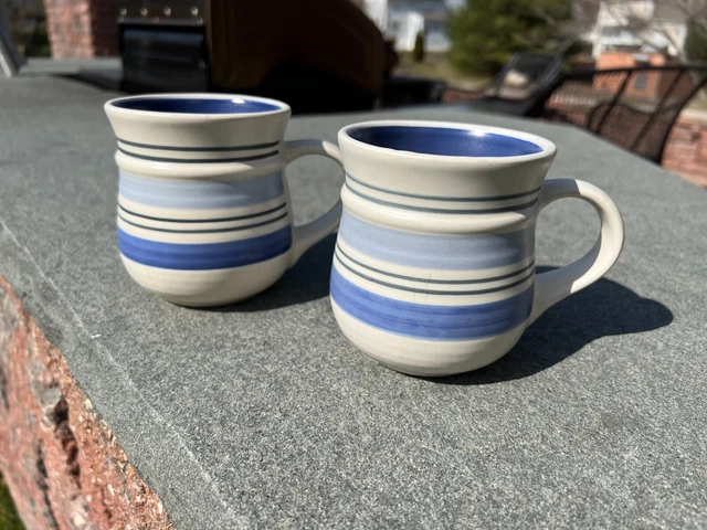 Lot 2 Pfaltzgraff Rio Stoneware Coffee Mugs Cups Cobalt Blue Stripes Lot 2 Pfaltzgraff Rio Stoneware Coffee Mugs Cups Cobalt Blue Stripes