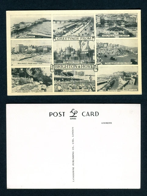Greetings from Brighton & Hove Multiview Sussex unused LP13/2 Lansdowne postcard