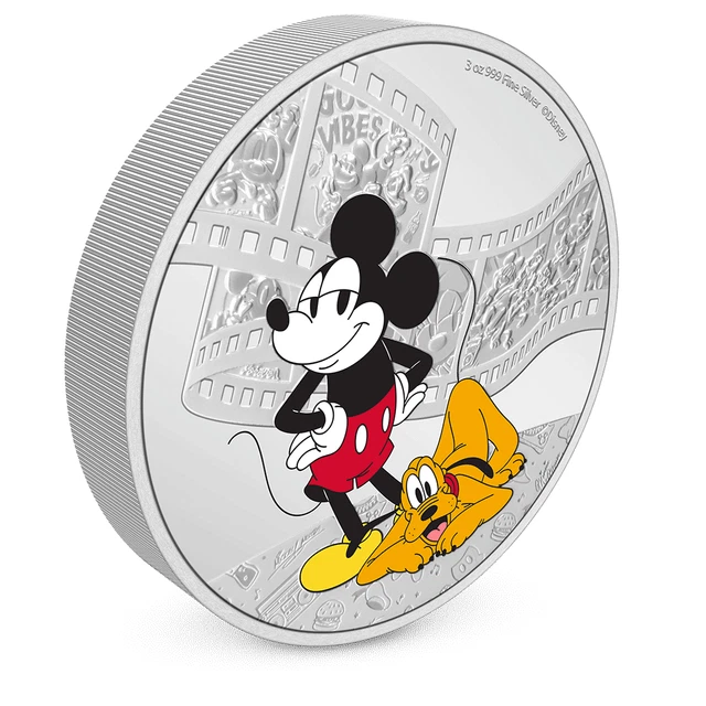 2023 Niue Disney Mickey and Friends Mickey and Pluto 3oz Silver Colorized Proof