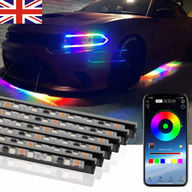 6pcs RGB Dream Color Dreamcolor Underglow LED Kit Car Neon Strip Light Music APP