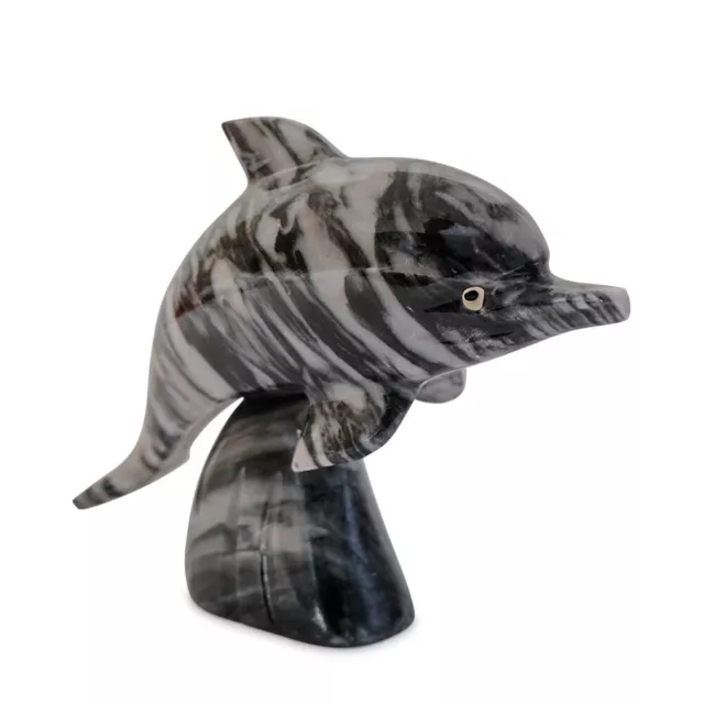 Sculpture Dolphin Paperweight IN Marble Grey Marble Dolphin Paperweigh H.9cm