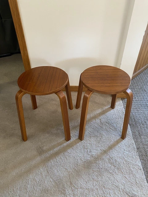 1950's Alvar Aalto Artex Stools Stacking Teak Marked Danmark Mid Century Modern