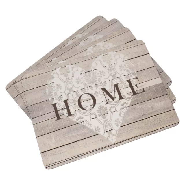 Set of 4 Home Heart Cork Placemats Dining Place Settings Table Mats Shabby Chic