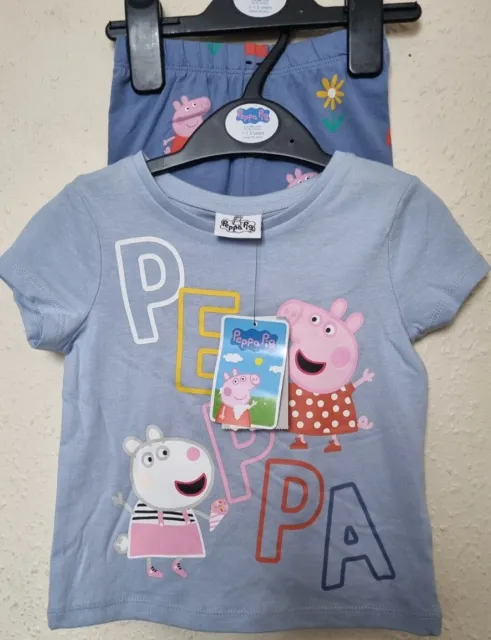 Bnwt Baby Girl Peppa Pig Shorts & Tshirt Set, In Blue,  By Tu, Age 12-18 Months
