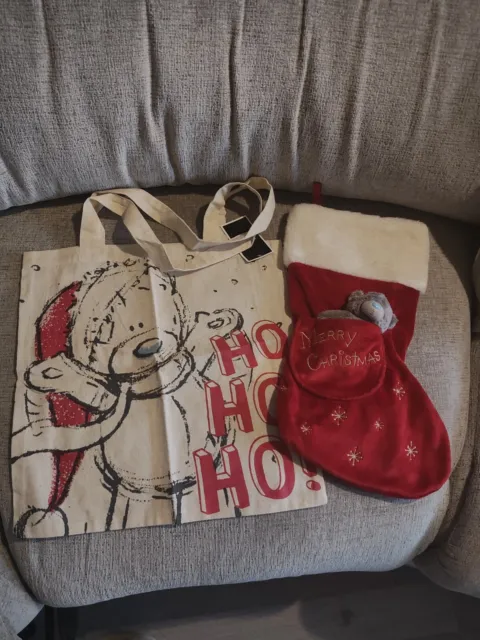 Me To You Christmas Stocking With Bear & Tote Bag New