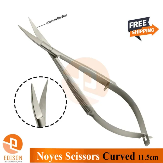 Microsurgery Noyes Scissors Curved 11.5cm Surgical Dissecting Shears Spring