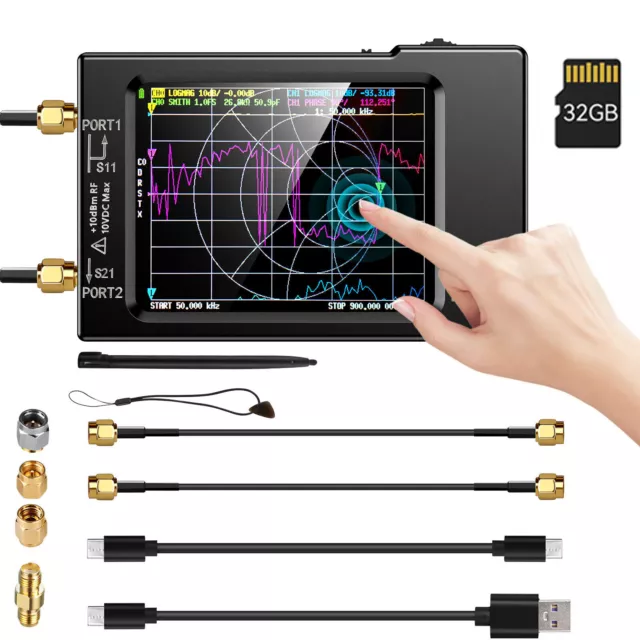 10KHz-1.5GHz Nanovna-H Vector Network Antenna Analyzer MF HF VHF UHF SWR 32GB