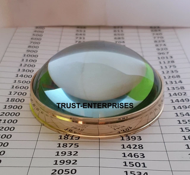 VINTAGE BRASS MAGNIFYING Glass Chart Paper Reader Weight Magnifier