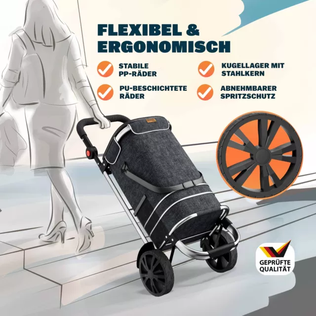 Einkaufstrolley klappbar Einkaufswagen Handwagen Einkaufshilfe Roller Monzana 3