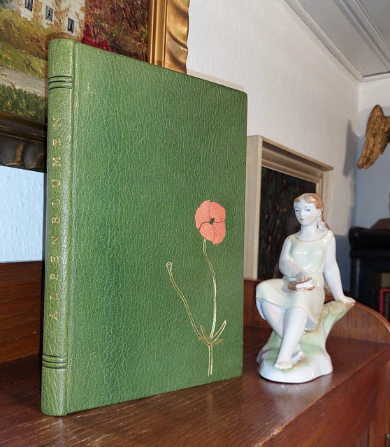 ALPENBLUMEN Holzschnitte JOSEF WEISZ Luxusausgabe 1954 Schöner LEDER HANDEINBAND