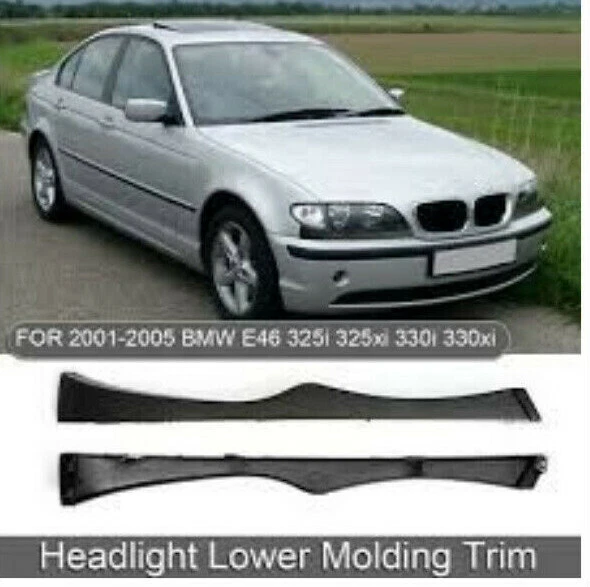 BMW E46 0105 Headlight Trim Moulding Set Front Lower Left and Right
