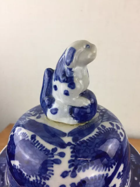 China Vase blau weiß mit Fo Hund 2