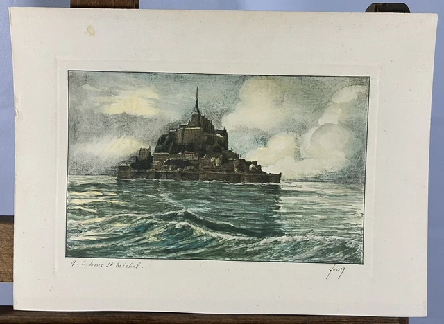 YVON ENGRAVING THE Mount Saint Michael Seascape Architecture Original ...
