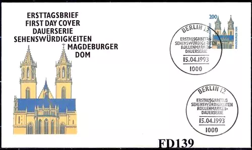 BRD 1993: Magdeburger Dom! SWK-FDC Nr. 1665 mit Berliner Sonderstempeln! 23-11