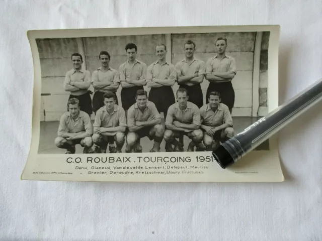 Rare Photographie De Collection Equipe Football Co Roubaix Tourcoing 1951-1952