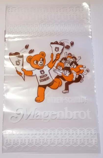 100 Magenbrot Tüten Beutel Aufschrift "Bären-Schmidt"  PE Polybeutel ca 200-250g
