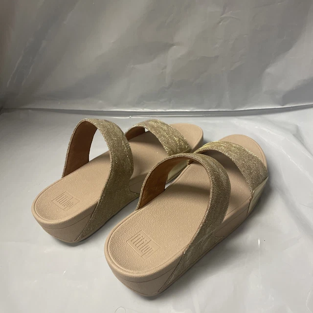 Fitflop Women’s Lulu Glitz Polyester Slides - Platino - Size US 9