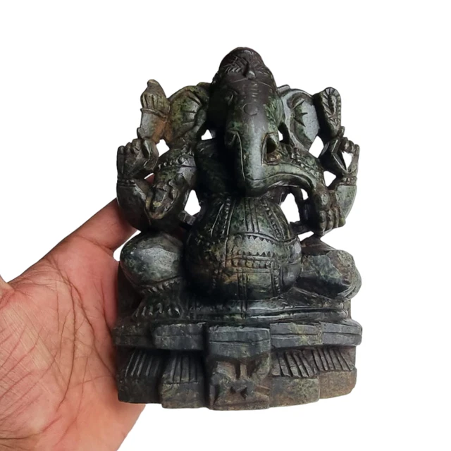 Statue Ganesh En Pierre Moulée – 40 Cm De Haut, 25 Kg – Résistante Au Gel – Décoration Jardin Ou Intérieur – Style Antique Fait Main