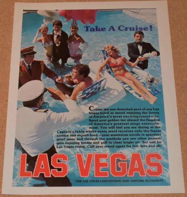 1976 Print Ad Las Vegas Art Cruise Nevada pool swim pinup showgirls blonde lady