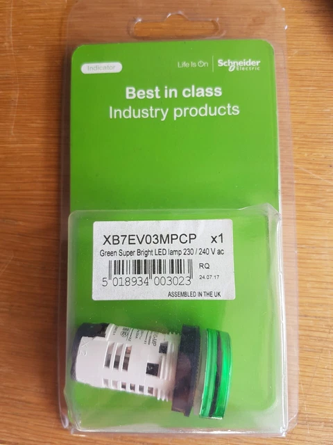 SCHNEIDER HARMONY XB7EV03MP 22mm Pilot Light Integrated LED GREEN 220 ...
