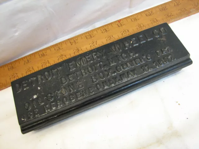 Antique Detroit MI Emery Wheel Cast Iron Whet Oil Stone Hone Box Tool 1897 Pat