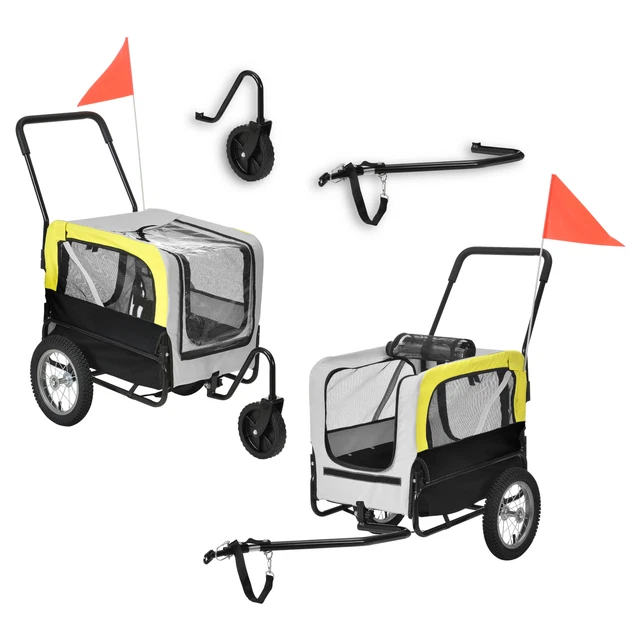 Remolque de bicicleta 2 en 1 remolque corredor remolque perro transporte perros amarillo