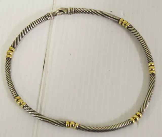 David Yurman Hampton 5MM Cable Choker / Necklace - SS / 14K Gold-Beautiful,  14"