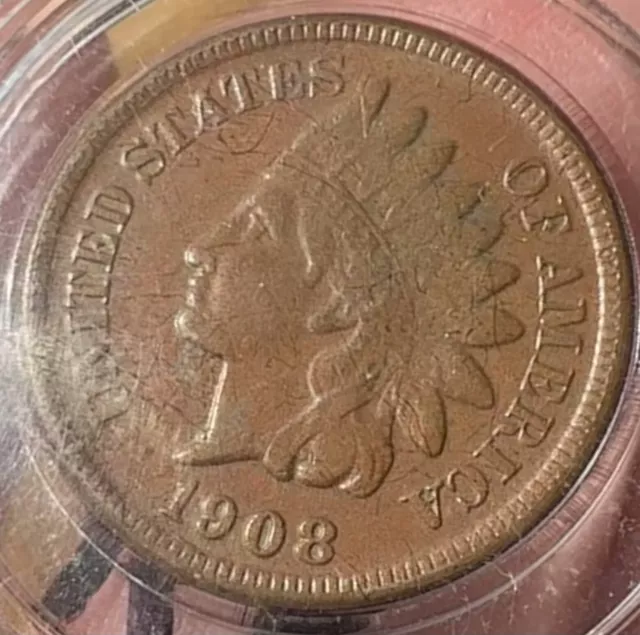 1908 S Indian Head Penny US Coin Liberty visible see Pictures in Capsule