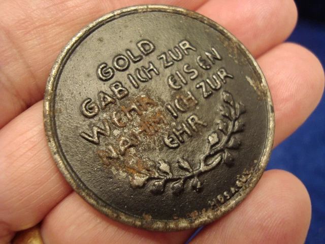 1916 WWI German IN EISERNER ZEIT - Gold For Iron Donation Medallion or Token 4
