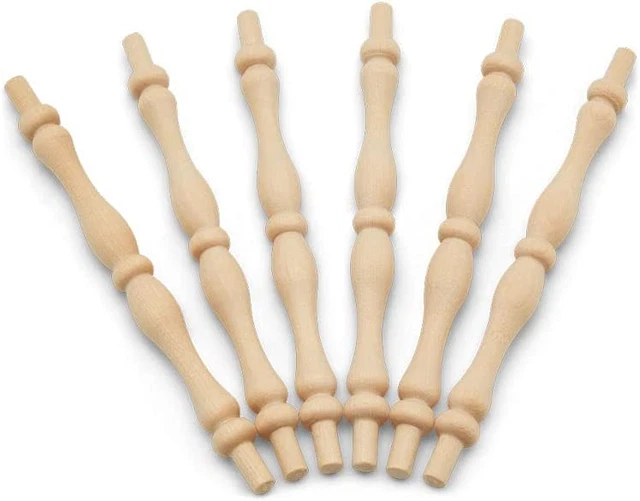 Wooden Baluster Spindles 5-3/4", Pack of 100 Wood Spindles for Crafts, and by