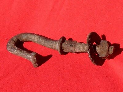 18-19th C Blacksmith Forged Iron CONESTOGA COVERED WAGON STAY HOOK 7" Long