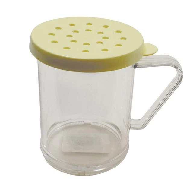 TableCraft 166D Clear Plastic 10 Oz. Dredge with Yellow Cheese Lid