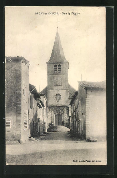 CPA Pagny-sur-Meuse, Rue de l´Eglise, vue de la rue