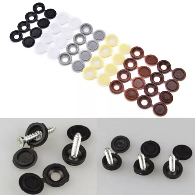 10X Hinged Plastic Screw Cover Fold Snap Caps For Car Home Furniture Decor B,MB