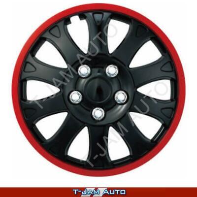 Wheel Covers 14 inch Black & Red Gloss Set of 4 Quality