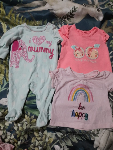 Small Bundle Baby Girls Clothes Newborn/0-1 Months Elephant Babygrow,rainbow Top