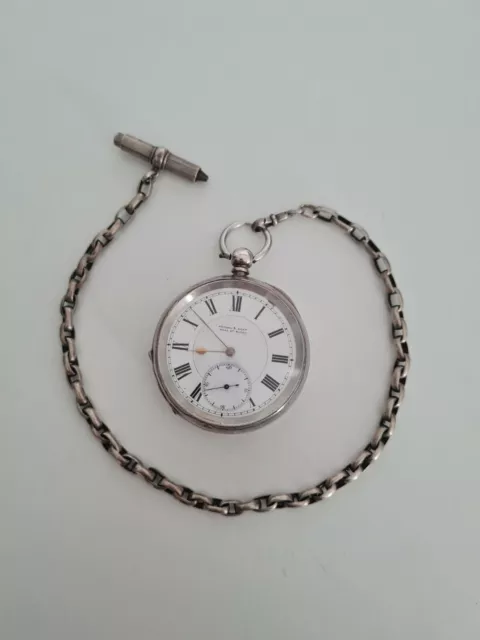 Taschenuhr Pocket Watch Kendal Dent Silber inkl. antik. Aufzugsschlüsselkette