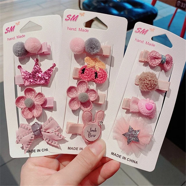 Girls Kids Bow Hairpins Bangs Side Hair Clips Baby Princess Barrettes 4Pcs/Set