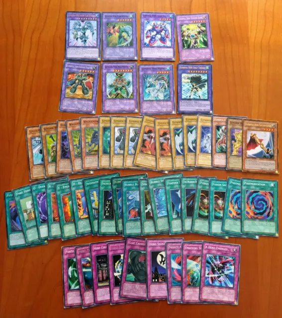 Yu-Gi-Oh! Elemental Hero Deck- complete 45 cards + 8 fusions (Flame Wingman) ENG