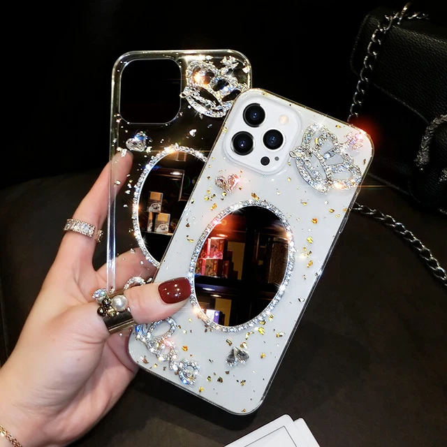 For iPhone 12 Pro Max 11 XS XR 7 8 Bling Crown Diamond Mirror Phone Case Cover