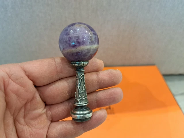 Pendentif Argent Massif Avec Ambre - Style Art Nouveau Fleuri + Chaîne - Bijou Occasion Magnifique