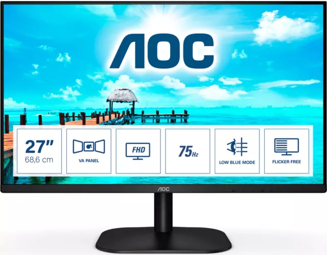 Aoc Monitor 27" W-LED FHD 1920x1080p - 27B2DM