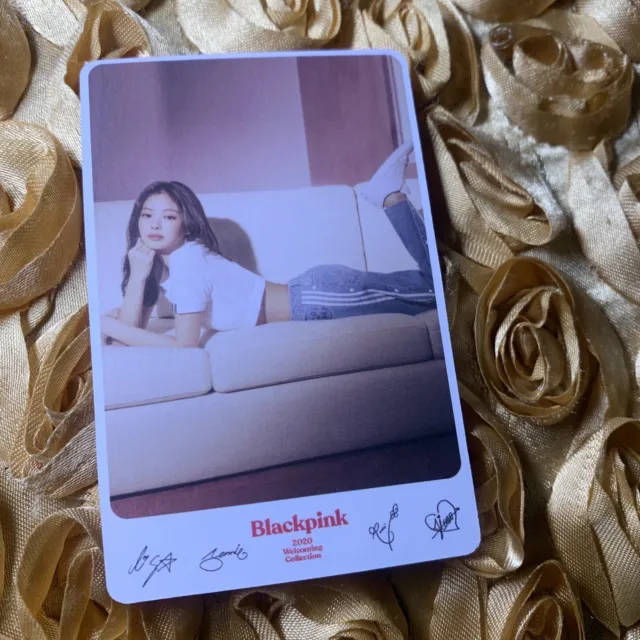 JENNIE BLACKPINK Group 2020 Floral Dress Sign Celeb K-pop Girl Photo Card Chill