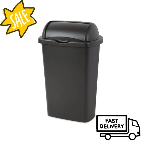 STERILITE 13 GALLON Trash Can, Plastic Roll Top Kitchen Trash Can
