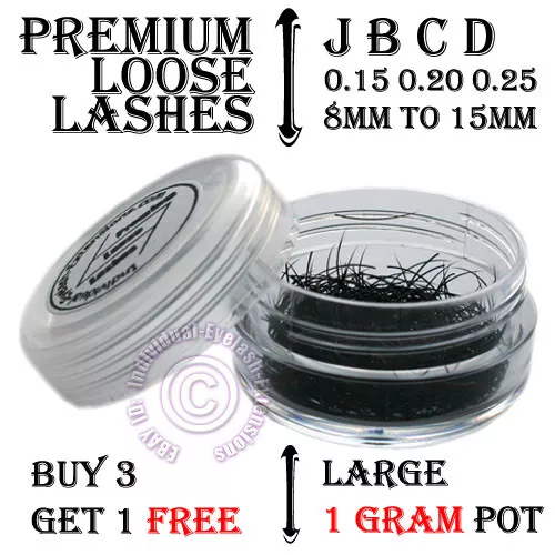 False Eyelashes Fake Individual Eye Lash Extensions B C D J Curl Large 1G Pot