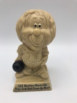 Vtg Old bowlers never die.. They just don't score as much bowling figurine 1971
