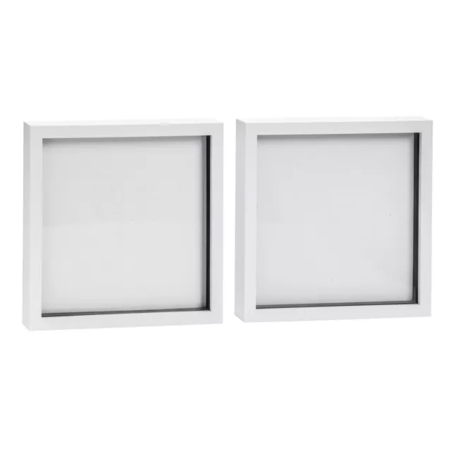 2x White 10" x 10" 3D Box Photo Frames Standing Hanging Craft Shadow Picture