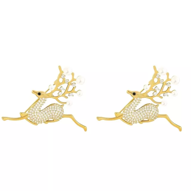 2 PCS Women’s Hats Holiday Brooch Pin Christmas Elk Temperament